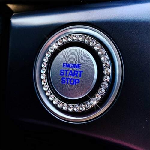40mm/1.57" Auto Car Bling Decorative Accessories Automobiles Start Switch Button Decorative Diamond Rhinestone Ring Circle Trim
