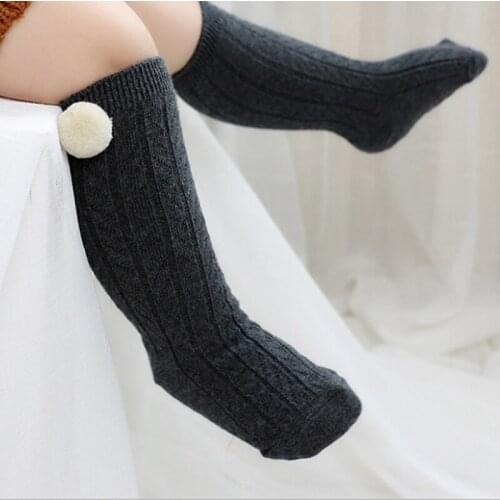 Baby Knee Socks Comfotable Fashion Cotton Funny Pom Socks Boys Girls Fashion Autumn Kids Long Socks Knee High Toddler