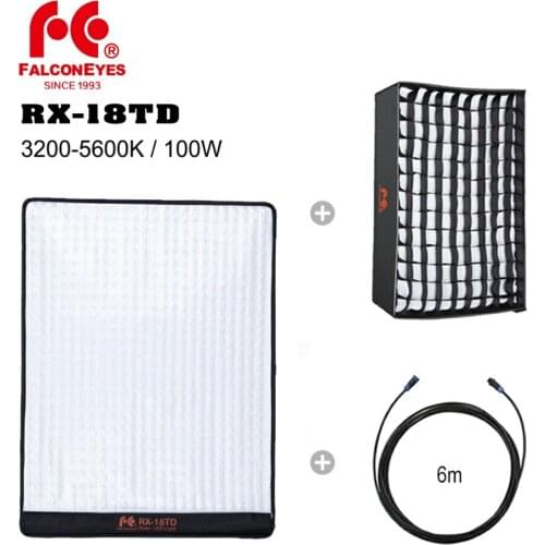 Falcon Eyes Bi-Color 100W LED with Softbox &Cable kit Waterproof Combo Studio Light 2x1.51ft Pro Fotografia Lighting For Video