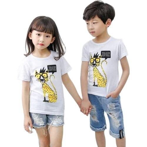 Boys Girls Short-sleeve T-shirts Print Tees Kids Clothes Cotton Fashion Cute Cartoon Design Summer Boutique Outfits Baby Girl