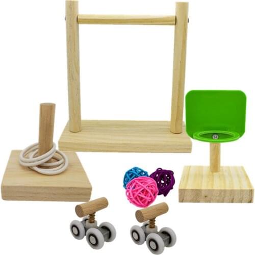 Parrot Toy Combination Set Shooting Set Full Set Of Stand Frame Puzzle Training Bird Train Toy Set Ferrule Toy Parrot Fun Toy