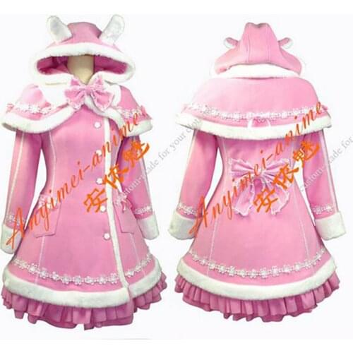 Fondcosplay sweet rabbit Gothic Lolita Punk Wool baby Pink Coat cape jacket Dress Cosplay Costume Custom-made[G672]