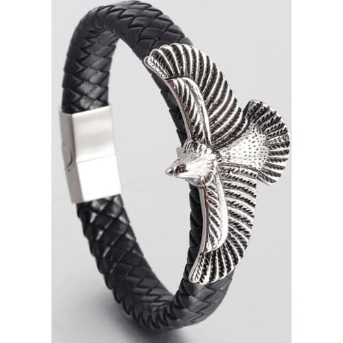 Leather Rope Eagle Bracelet Leather Bracelet Leather Braided Bracelet Handmade Jewelry Jewelry Gifts for Men