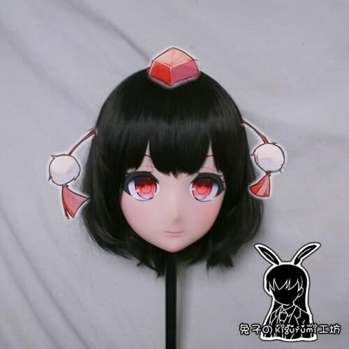 Rabbit 94) Resin Cross dress Pretty Girl Head BID Doll Mask Japanese Anime Kigurumi Mask Cosplay with Wig