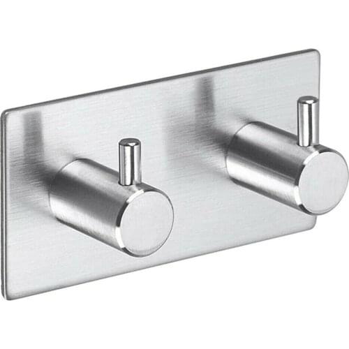 Towel Robe Coat Hook Holder Door Wall Hanger Hooks Stainless Steel Self Adhesive Strong Sticky Hook Door Back Clothes Hook