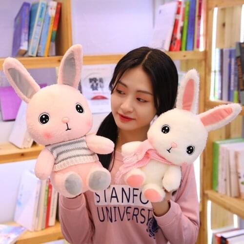 25-40cm Cute Rabbit With Scarf&Sweater Plush Toy Soft Stuffed Kawaii Bunny Sleeping Pillow Doll For Baby Kid Children Girls Gift