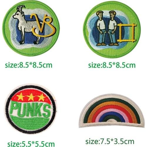 Fashion Gemini Aries Rainbow Punks Baseball icon Embroidered Applique Patches for Clothing DIY Iron on Badge on the Backpack