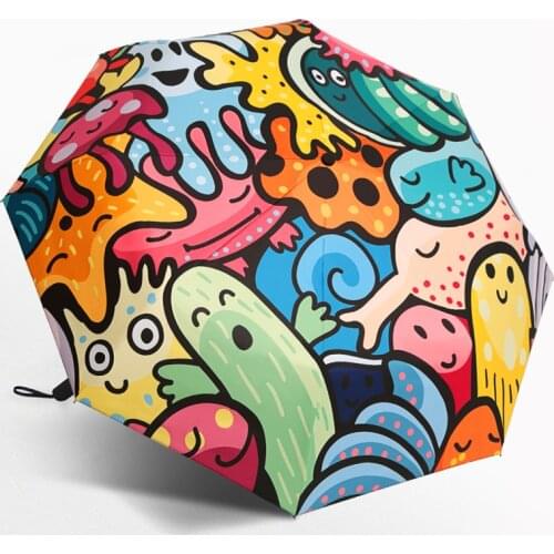 Fashionable and exquisite umbrella, underwater graffiti umbrella, folding, sunny and rainy, automatic umbrella