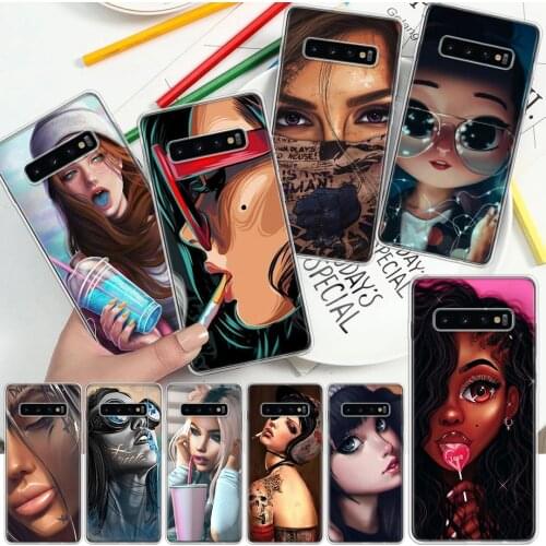 Fashion beautiful long-haired girl Soft Cover Phone Case For Samsung Galaxy S10 S21 S20 FE S9 S8 S7 Note 10 9 8 Plus Ultra Lite