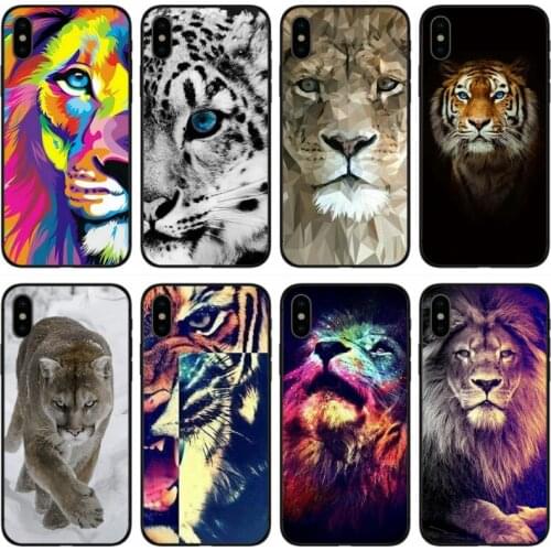 Tiger lion animal howl Phone Cover Soft Silicone black Phone Case For iPhone 6 6plus 7 8plus 5 5S 5C SE X XS XR XS Max