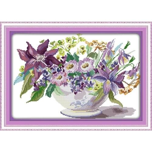 Joy Sunday Vase Counted Cross Stitch Kits 11&14CT DMC DIY Cross Stitch Embroidery Kits Needlework for Home Decor Handmade Gift