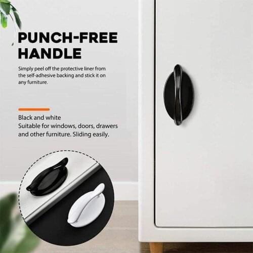 Paste The Open Sliding Door Handles Punch-free Self-adhesive Cabinet Wardrobe Door Modern Minimalist Paste Door