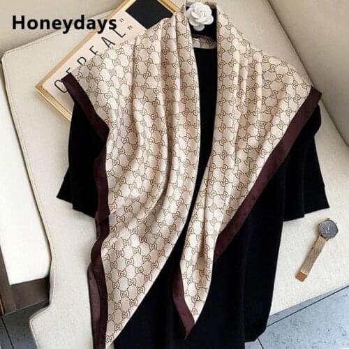 New Geometric Pattern Decorative Scarfs 90*90cm Square Silk Scarf for Women Travel Sunscreen Shawl Lady Headscarf Pareo Bandanna