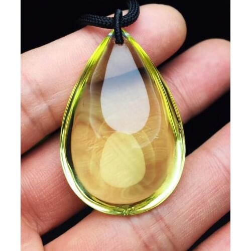 Genuine Natural Yellow Citrine Quartz Crystal Pendant 43*28*15mm Gemstone Women Men Water Drop Wealthy Bead Necklace AAAAA