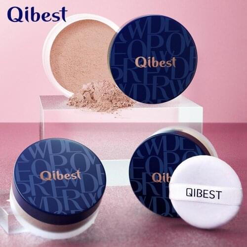 Qibest Smooth Loose Powder Oil Control Makeup Concealer Beauty Highlighter Mineral Setting Banana Powder maquiagem profissional