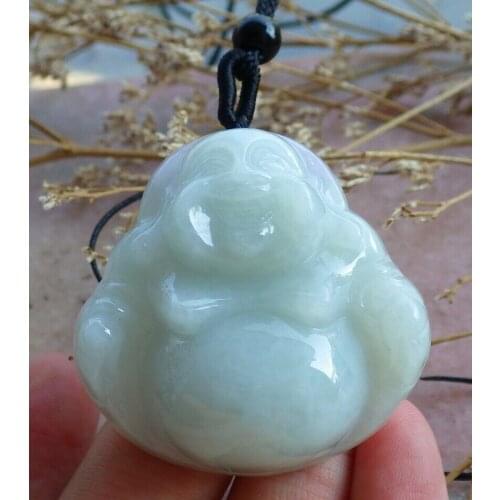 Certified Lavender Green Natural A Jade jadeite Pendant Buddha God Happy Buddha