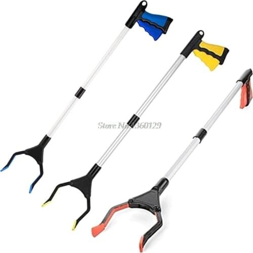 Foldable Long Trash Clamps Grab Pick Up Tool Curved Handle Garbage Clip Portable Dropship