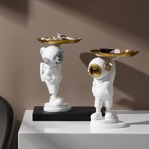 Resin Diving Astronaut Figurine Diver Tray Storage Statue Home Decor Key Storage Art Sculpture Desktop Ornament