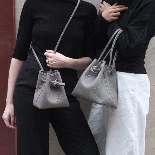 FIRMRANCH Japanese Retro Trend Brand Drawstring Design High Quality First Layer Leather Small Handbag Crossbody Bag For Woman