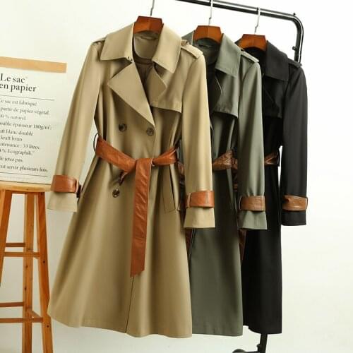 High End Atmospheric Windbreaker Womens Mid Long 2021 Spring Clothes New Counter Waist Show Thin Temperament Fashionable Coat