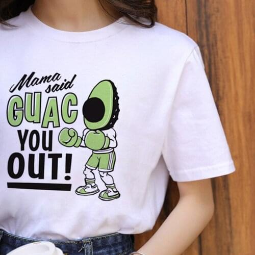 Women Ullzang Vegan Small Fresh T-shirts Avocado Harajuku Funny Cartoon T Shirts 90s Graphic Tshirt Korean Style Top Tees Female
