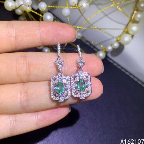 Exquisite Jewelry 925 Sterling Silver Inset With Natural Gem Womens Popular Classic Plant Emerald Earrings Eardrop Support Dete