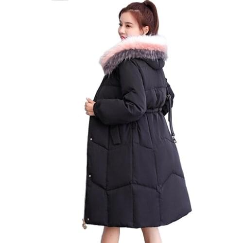 Winter Down Jacket Women Hat Ultra Light Duck Pure Down Warm Female Down Coat Long Outwear Long Sleeve Colored fur collar G714