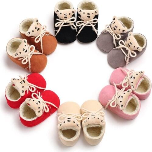 Winter warm cute baby shoes boys and girls first walker embossed boots bears toddler shoes baby boots