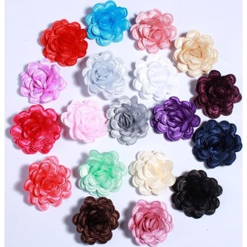 200PCS 3.8CM 1.5" New Mini Shiny Satin Fabric Flowers For Wedding Invitation Artificial Flower For Dress Decoration