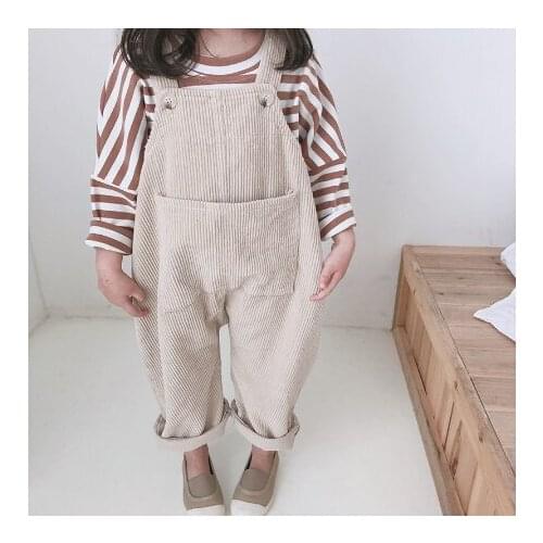 2019 Spring Korean style baby girls corduroy loose overalls cute kids casual all-match suspender trousers bib pants