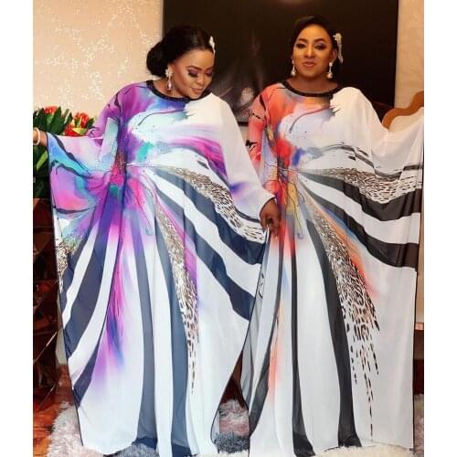 2020 New African Dresses For Women Floral Print Party Dresses Loose Summer Bohemian Style African Femme Long Maxi Dresses