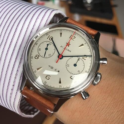 38 40mm Men Panda Chronograph 1963 Seagull Movement Nylon/Leather/Stainless Steel Strap Acrylic Pilot Sapphire Watches Antique