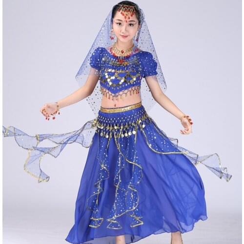 6PCS/SET Kids Belly Dance Costumes Oriental Dance Children India Belly Dance Clothes Bellydance Child Kids Indian Dress 6 Colors