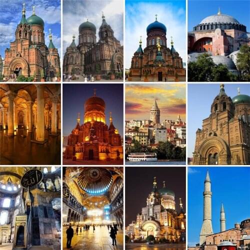 Turkey Scenery 5D DIY Full Diamond Painting Hagia Sophia Church,Istanbul Cathedral Masterpiece Embroidery Mosaic for Decoration