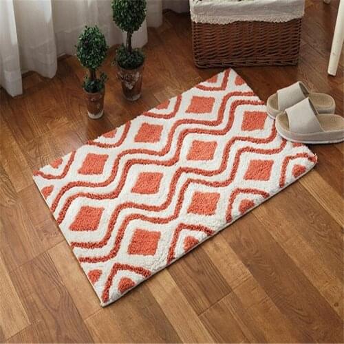 Free Shipping 50x80cm Soft Cotton Carpet Bathroom Toilette Anti Slip Little Rugs Door Mat Water Absorption Rectangle Hot Sale