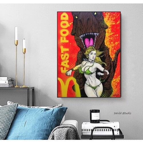 Free Shipping Graffiti Cartoon Painting 100%Hand Painted Oil Painting POP ART Cartoon On Canvas For Kids Room Decoration