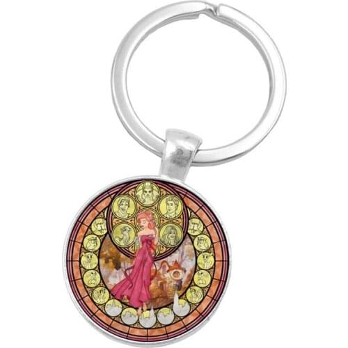 Free Shipping Fashion Handmade Silver Princess Elsa Anna queen Paradise Crystal Glass Key Chain Cartoon Girl Pendant Jewelry