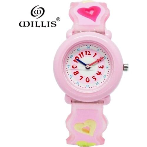 WILLIS Women Kids Watch Girls Children Pink Dress Wrist Watch Cute Child Cartoon Silicone Baby Clock Saat Relogio Montre Enfant