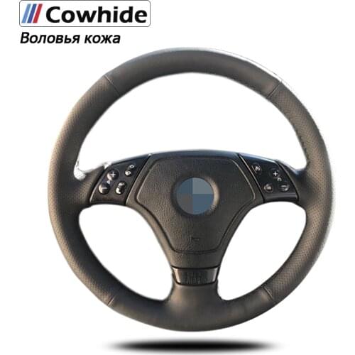 Handsewing Black Genuine Leather Steering Wheel Covers For BMW E36 E46 E39