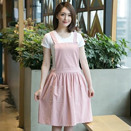 Housework Baking Kitchen Cooking Apron Women Flower Coffee Shop Restaurant Aprons Adjustable Waitress Pinafore Cotton Fashion