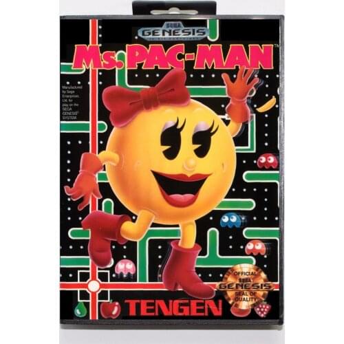 Ms. Pac Man Game Cartridge 16 bit MD Game Card With Retail Box For Sega Mega Drive For Genesis