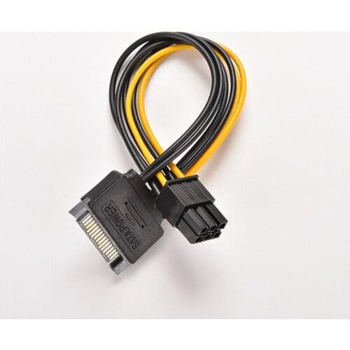 SATA 15 Pin Male to 6 Pin PCI-Express PCI-E Card Power Adapter Cable 20cm
