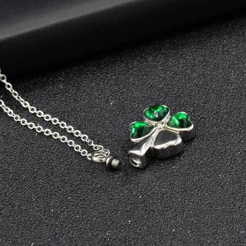 Clover Urn Necklace for Ashes - Cremation Jewelry Keepsake Memorial Pendant Gift