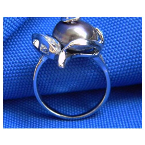 10MM Black Baroque Freshwater Pearl Ring