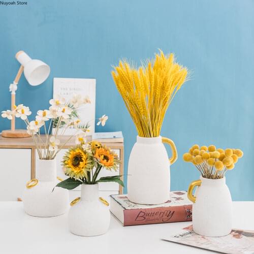 Creative White Ceramic Vase Dried Flower Flower Arrangement Decoration Vase Modern Home Living Room Decoration Accessories