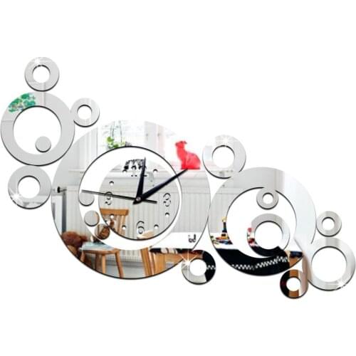Creative living room sofa setting wall clock Mirror quartz clock environmental DIY clock mirror circle minutes