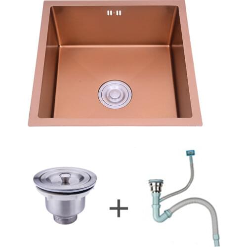 Rose Gold Kitchen Sinks Under Counter SUS 304 Stainless Steel Flushmount Handmade Single Bowl