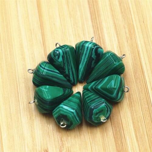 Natural Malachite Lazuli Hexagonal Pyramid Stone Pendant, Free Shipping and Wholesale 12pcs/batch