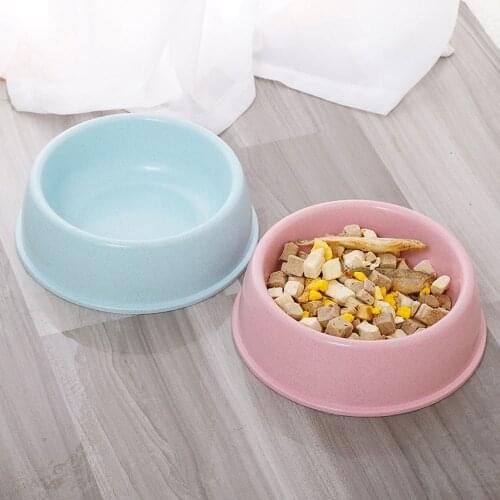 Pet Bowl Plastic Cat Single Bowl Eco-friendly Wheat Stalk Small Dog Food Water Feeding Bowl Non-slip Puppy Feeder Cat Supplies