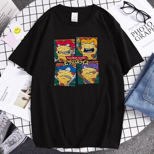 Mutant Ninja Pizza Slices Printing Mens T Shirt Comfortable Oversize T Shirts Manga Fashion Clothes Fashion Crewneck Man Tshirts